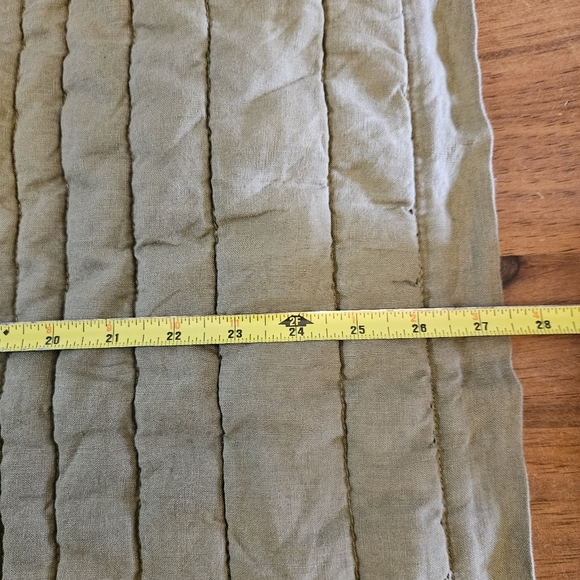 West Elm European Flax Linen Quilted Linework Sham Standard Queen Olive - Picture 7 of 8